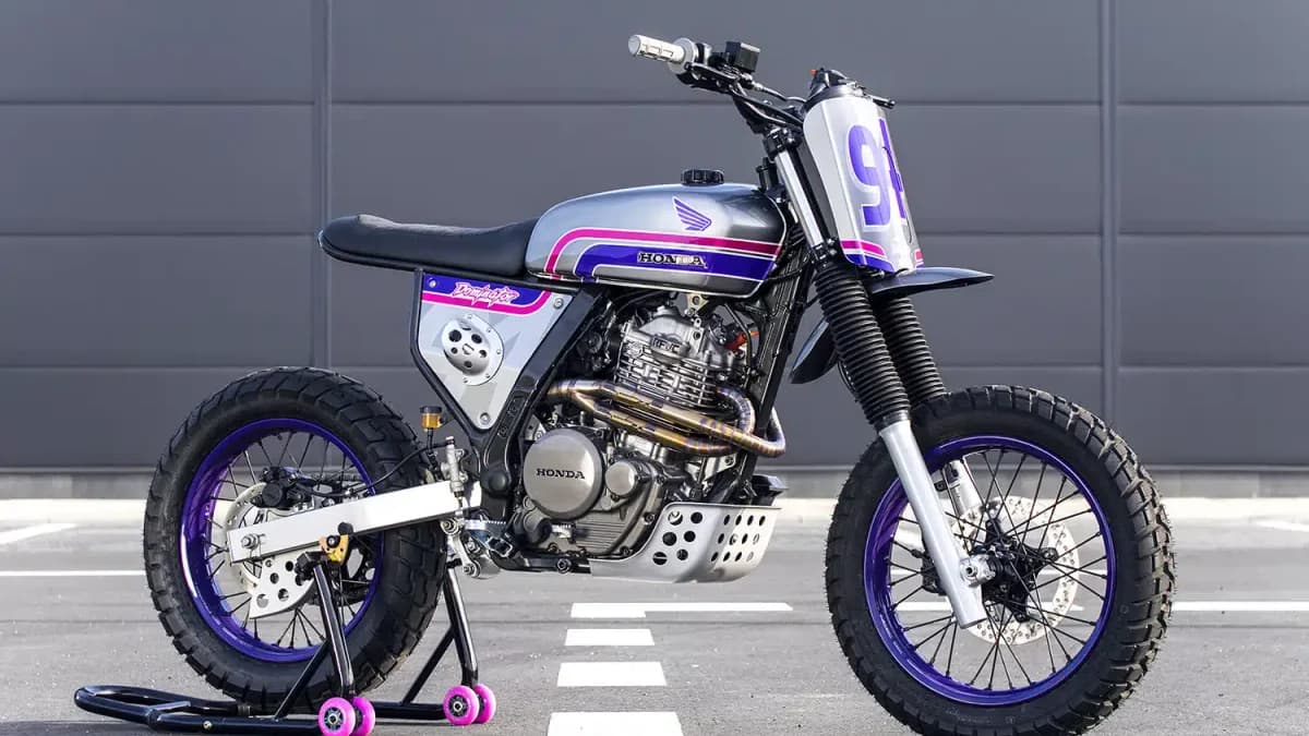 'Bassie en Adriaan'-koplampen op Honda NX650 Dominator