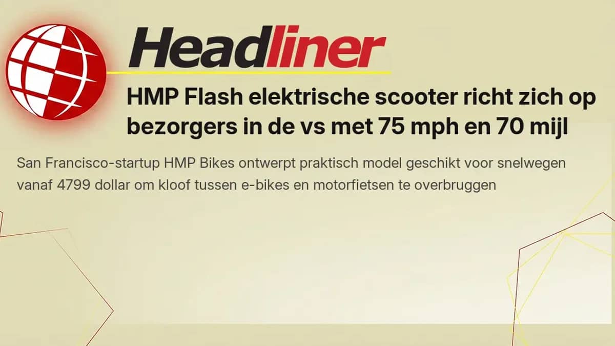 HMP Flash elektrische scooter mikt op bezorgers met hoge snelheid