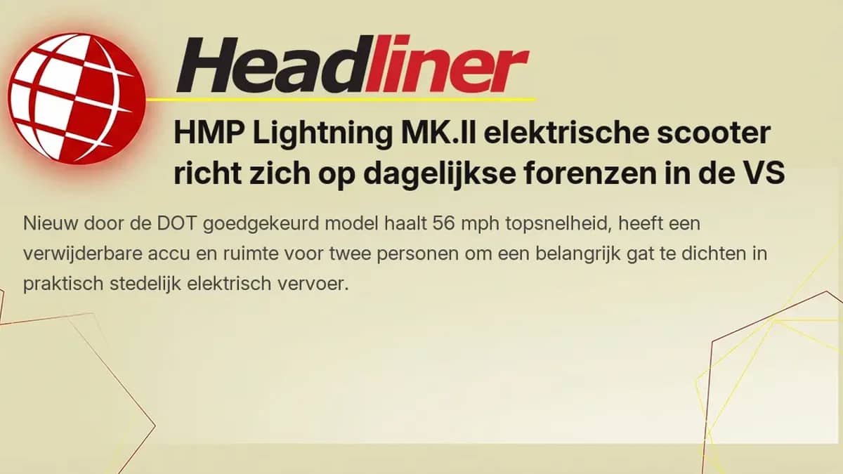 HMP Lightning MK.II elektrische scooter voor forenzen in de VS