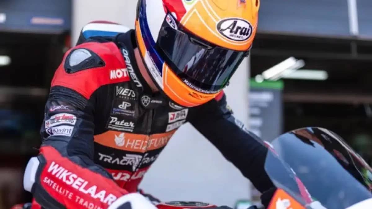 Jeffrey Buis racet op Suzuki GSX-8R tijdens EuroMoto in Assen