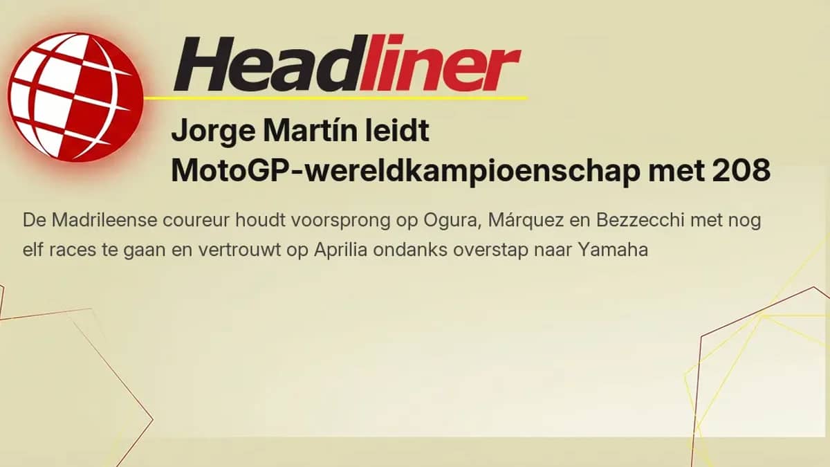 Jorge Martín leidt MotoGP met 208 punten na zomerstop