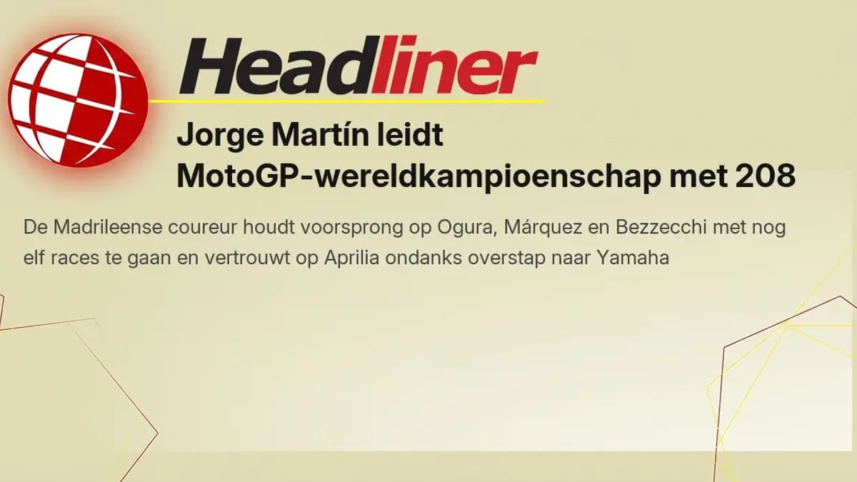 Jorge Martín leidt MotoGP met 208 punten na zomerstop