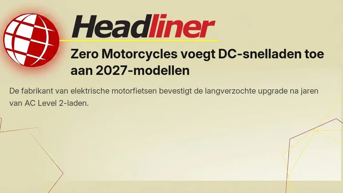 Zero Motorcycles introduceert DC-snelladen voor 2027-modellen
